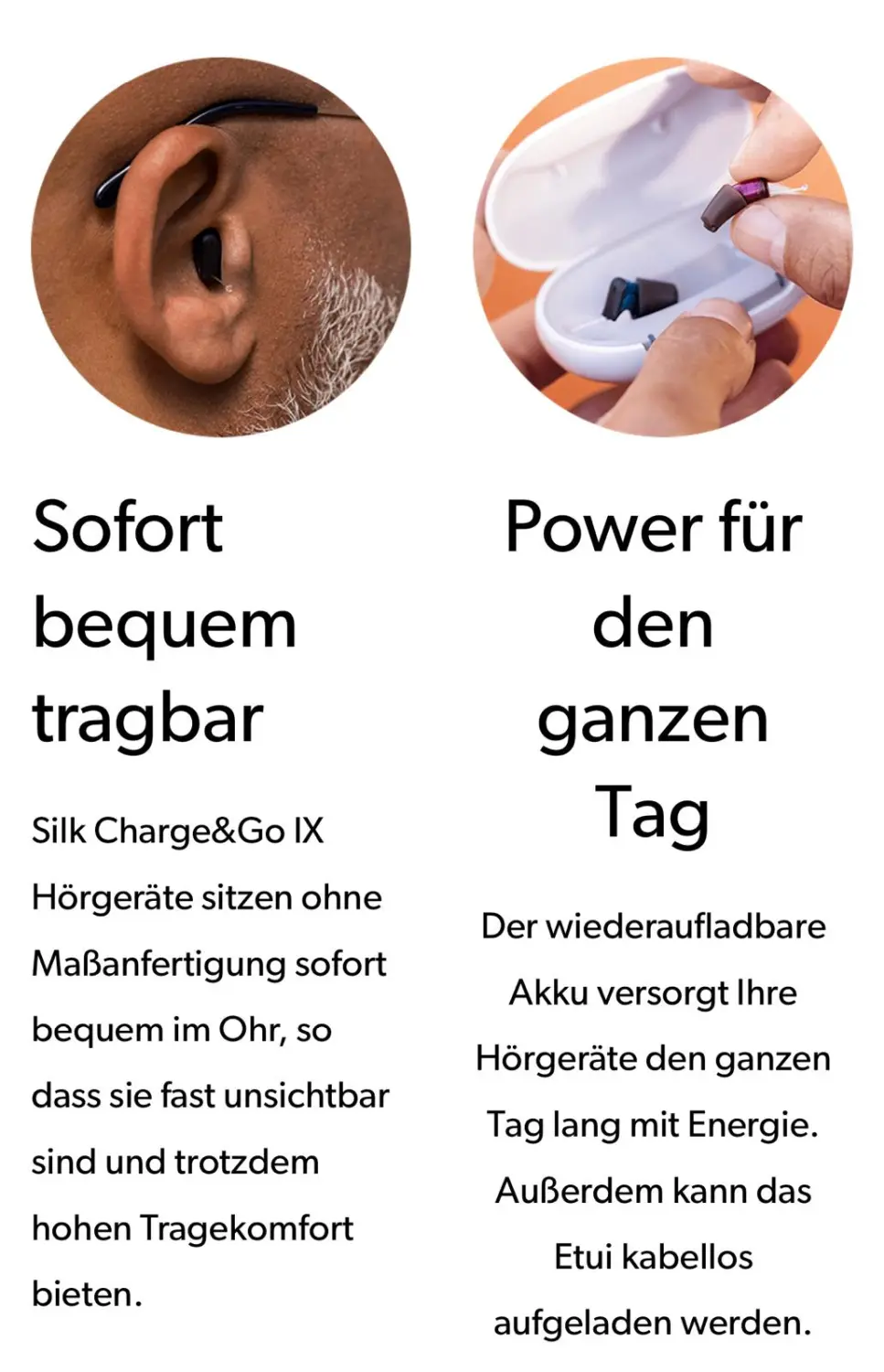 Cansu-Meric Gökdemir – Hörzentrum Süderelbe – Das Signia Silk Charge&Go IX, ein kleines, diskretes, sofort anpassbares und wiederaufladbares Im-Ohr-Hörgerät.